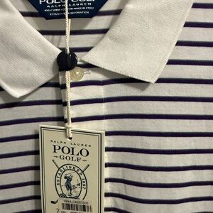 Ralph Lauren Polo Golf Shirt with Purple and White Stripes (NWT)